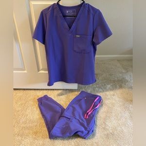 Purple Matching Figs Scrub Set
